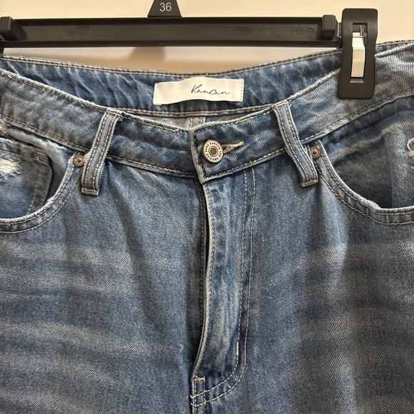 Kancan Wrene 90's Boyfriend Jeans Women's 7/27 Blue Ultra High Rise Distressed - Picture 2 of 11
